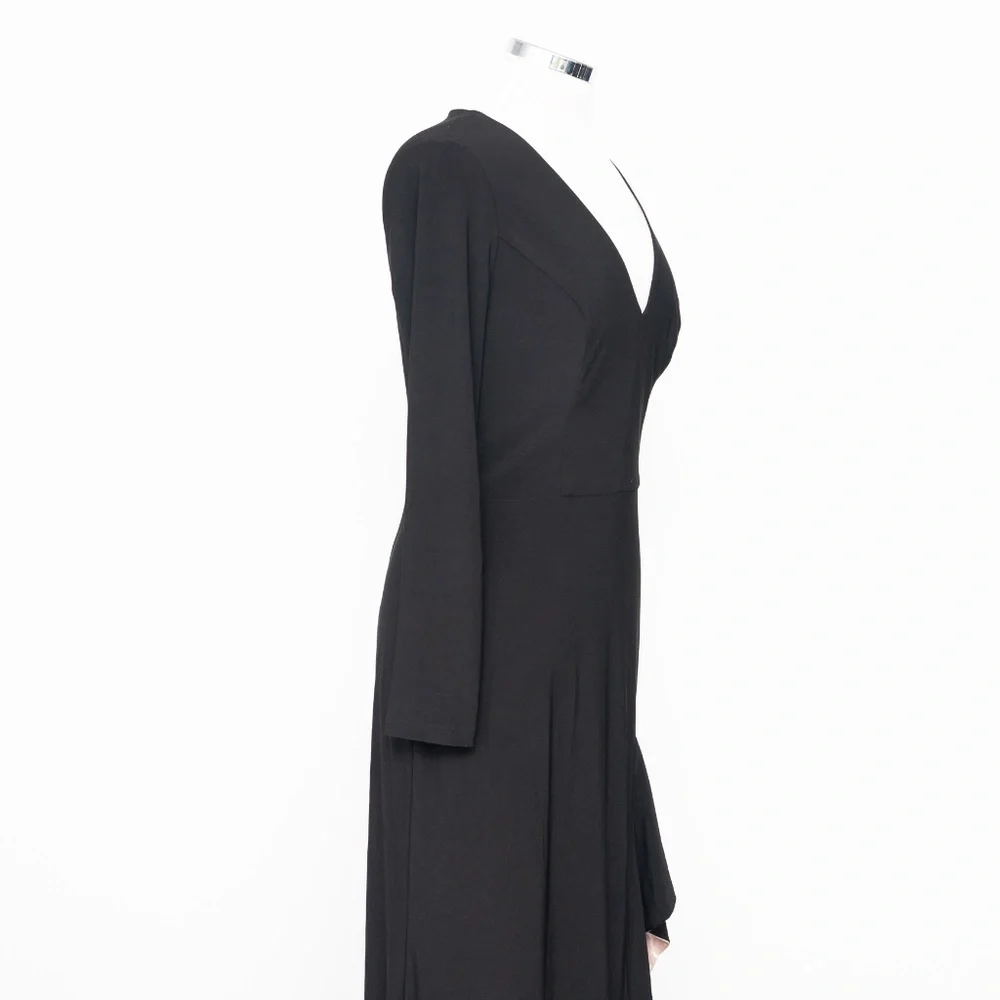 Xscape - Long Sleeve Stretchy V-neck Ruffle Dress - Picture 10 of 14